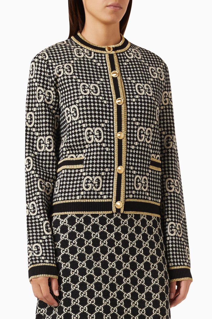 

GG Logo-jacquard Cardigan in Wool-blend, Multicolour