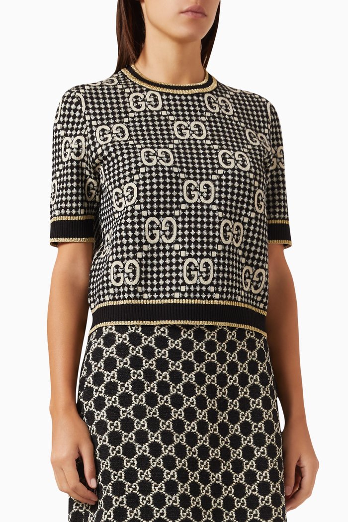 

GG Logo-jacquard Top in Wool-blend, Multicolour