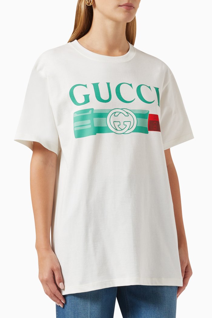 

Logo Lipstick-print T-shirt in Cotton-jersey, White