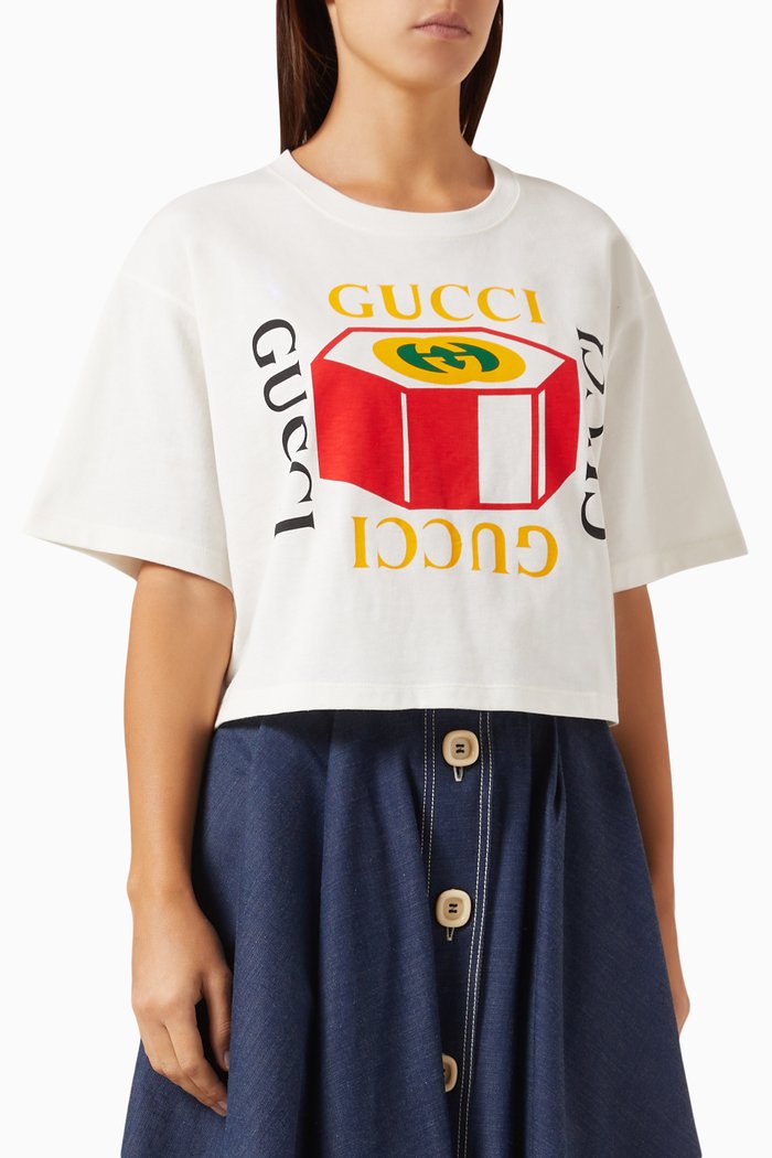 

Vintage Logo-print Crop T-shirt in Cotton-jersey, White