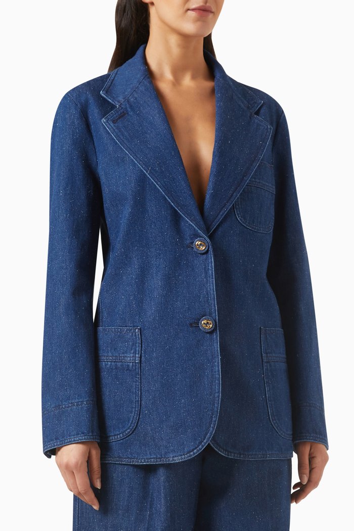 Single-breasted Jacket in Denim, Blue