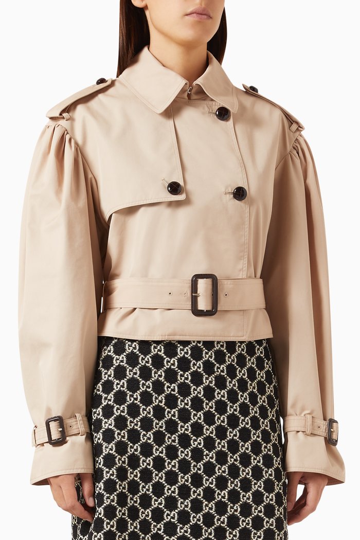 Belted Jacket in Gabardine, Grey