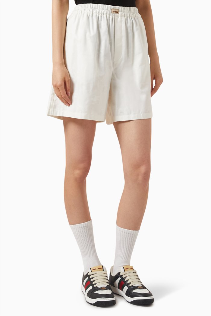 

Logo-detail Shorts in Cotton-poplin, White