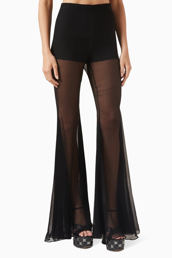 

Flared Pants in Mesh, Black