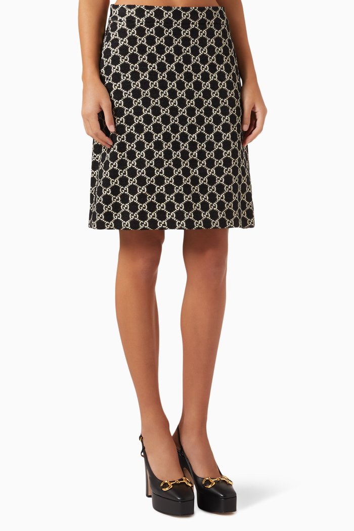 

GG Logo-jacquard Skirt in Tweed, Multicolour