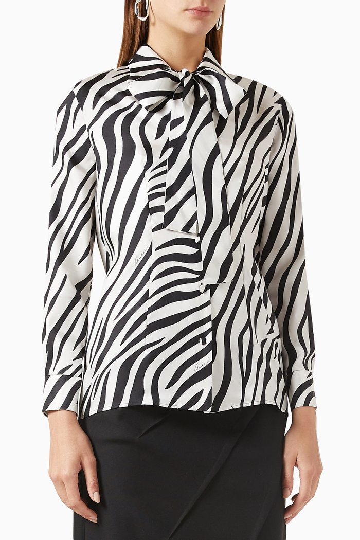 

Zebra Print Blouse in Silk, Multicolour