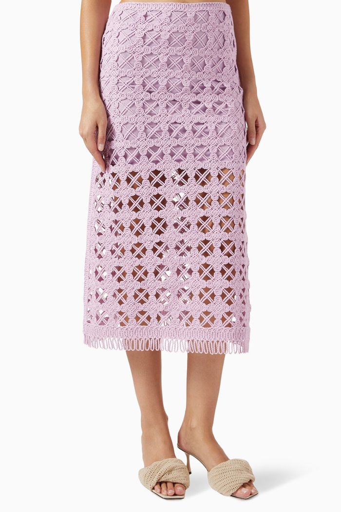 

Juliette Midi Dress in Crochet, Purple