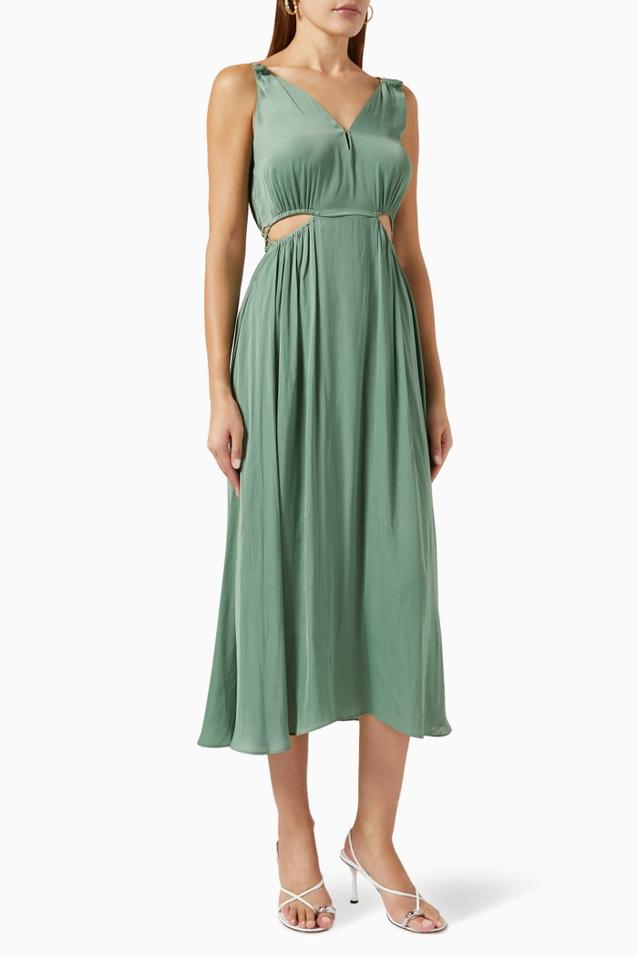 

Rune Midi Dress in Satin, Green