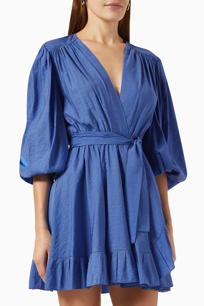

Ribleu Wrap Dress in Crepe, Blue