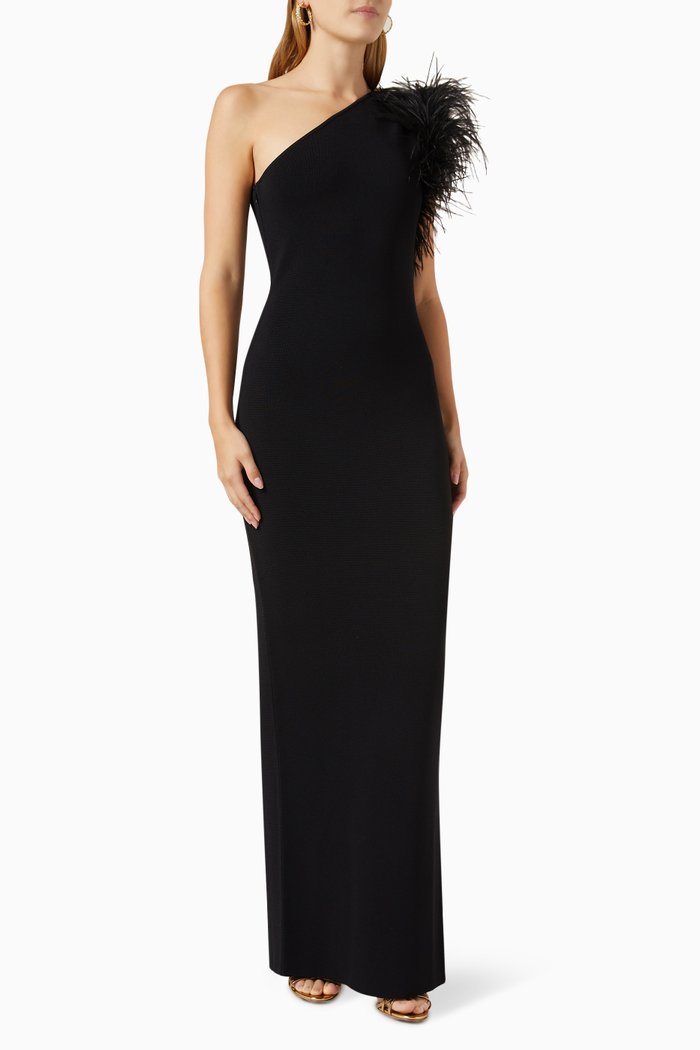 

Elcie Midi Dress in Stretch Viscose-knit, Black