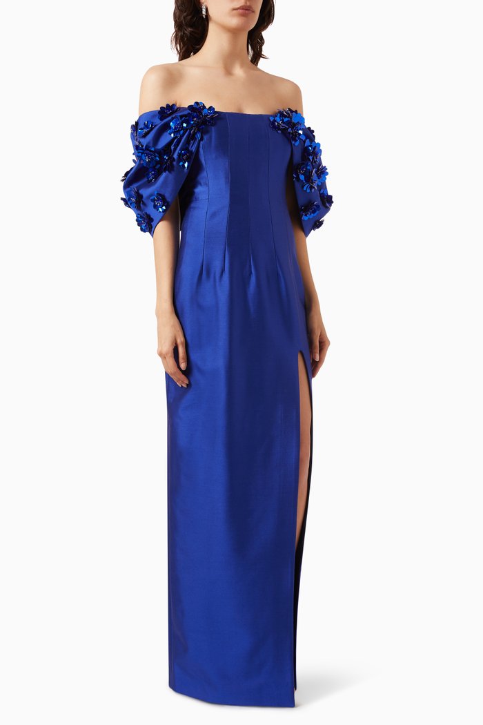 

Vito Gown in Silk-wool Blend, Blue