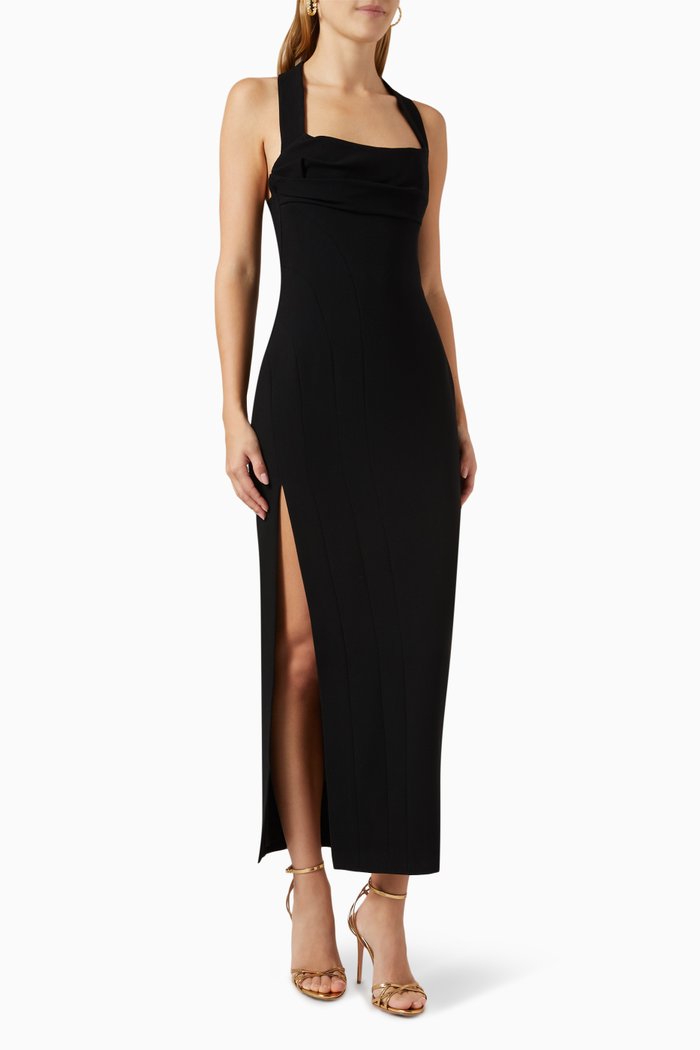 

Blaine Halterneck Gown in Crêpe, Black