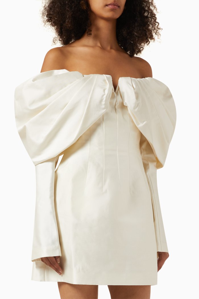 

Viola Mini Dress in Silk-wool Blend, White