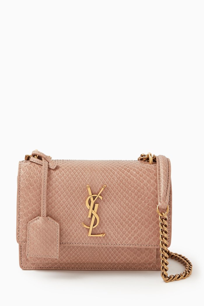 

Small Sunset Shoulder Bag in Python, Neutral