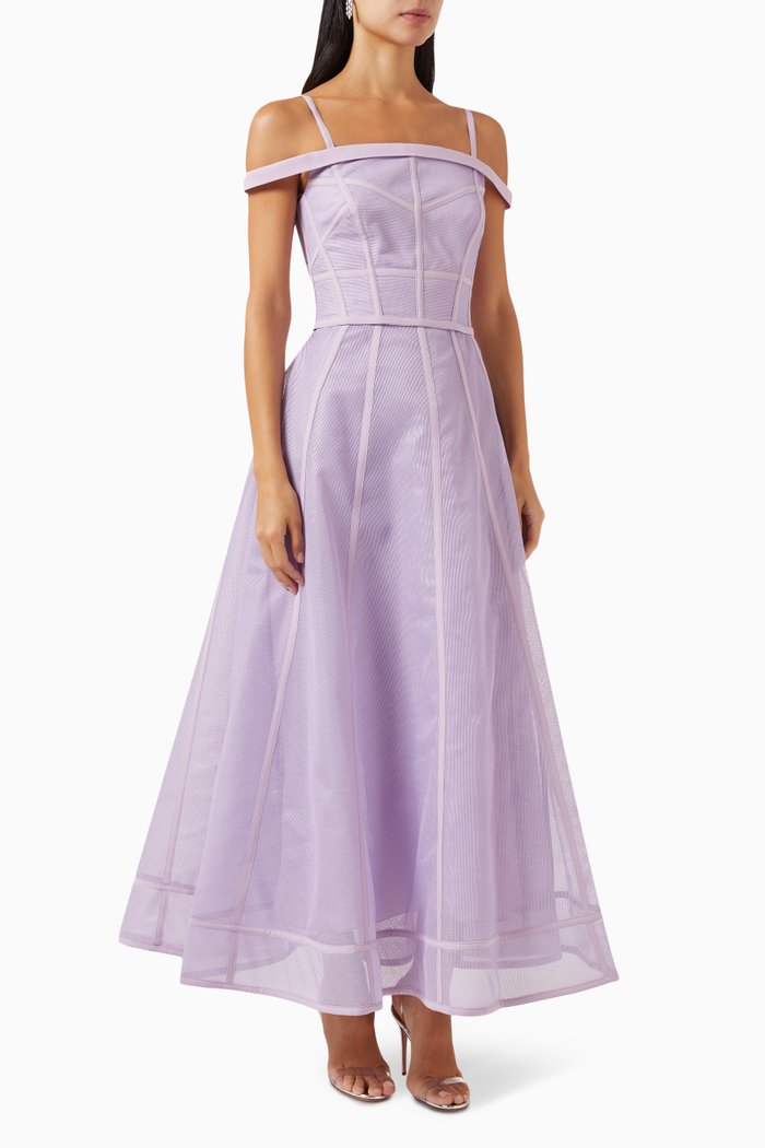 

Princess Midi Dress in Mesh, Purple