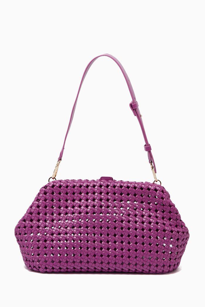 Divodiv Woven Clutch Bag in Vegan Leather, Pink