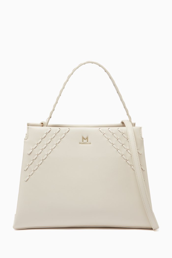 

Felix Stitched Tote Bag in Eco Leather, White