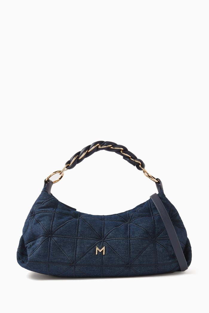 

Salone Quilted Hobo Bag in Cotton-blend, Blue