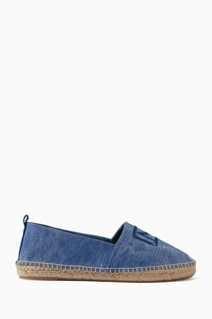 

Regina Logo Espadrilles in Cotton-blend Denim, Blue