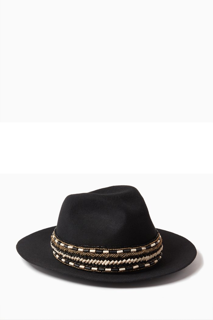 

Narrow Brim Felt Hat in Wool, Black