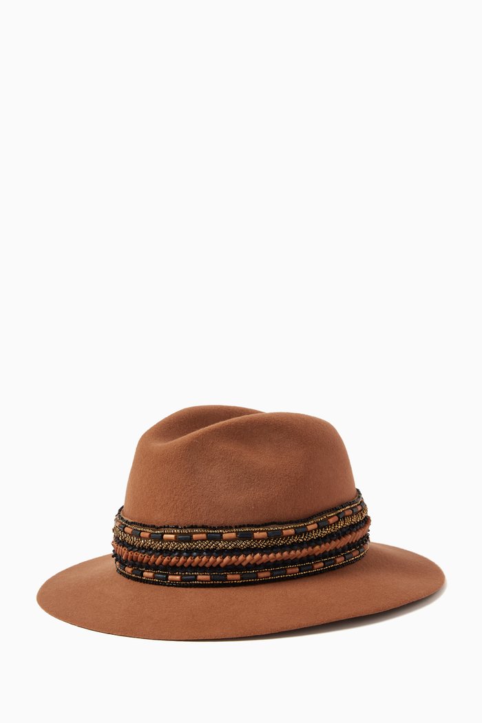 

Narrow Brim Hat in Wool Felt, Brown