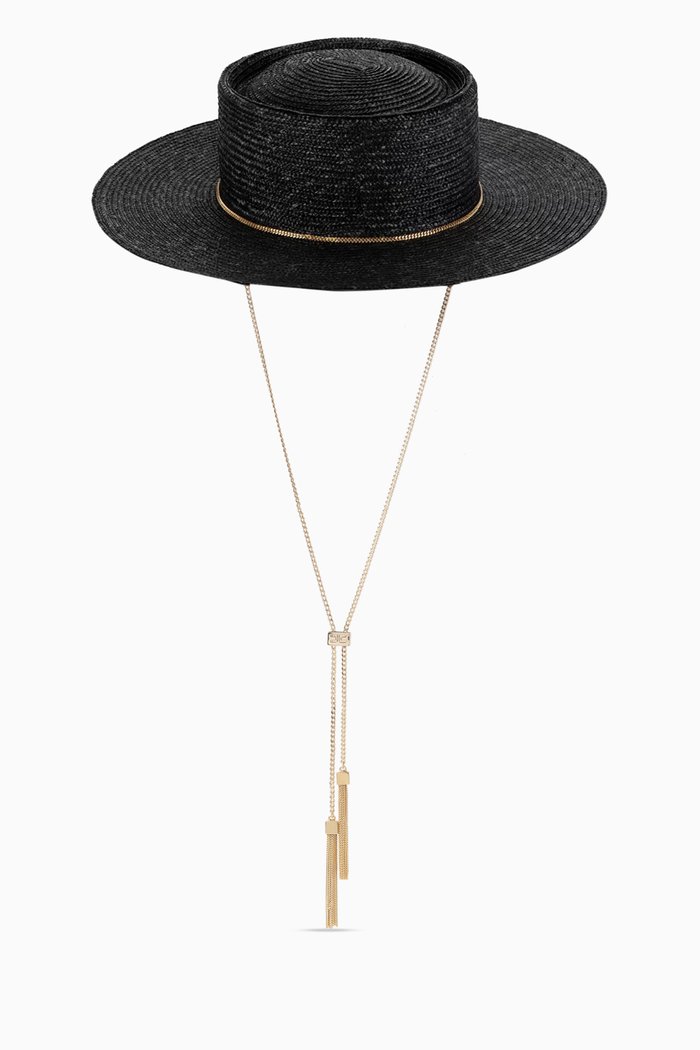 

Medium Brim Hat in Raffia, Black