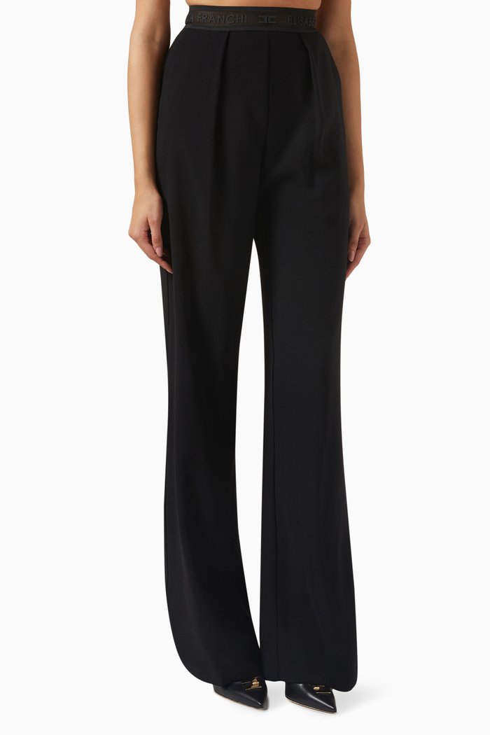 

Logo Lace Pants in Woven Crêpe, Black