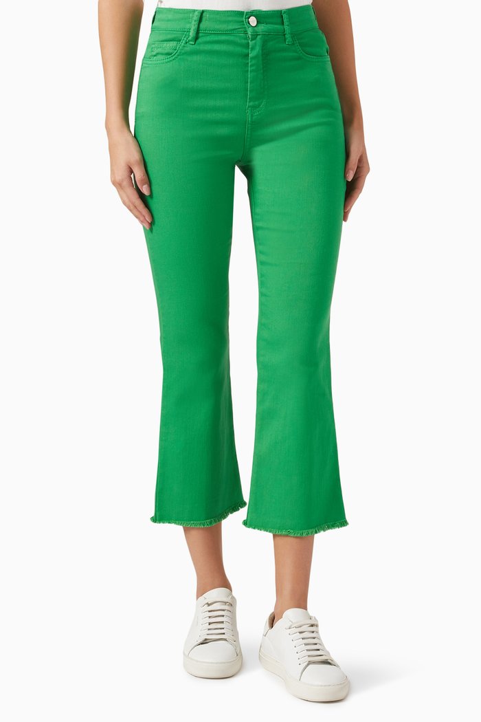 Olpe Cropped Jeans in Denim, Green