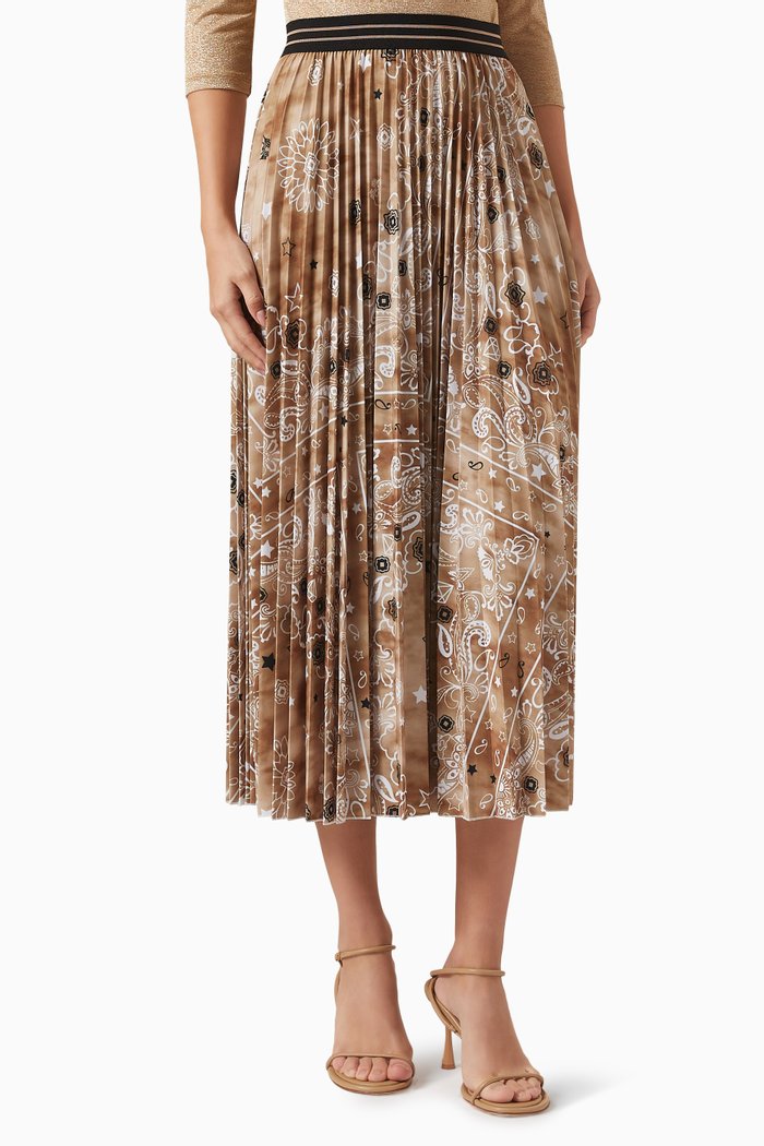 

Naif Paisley Print Midi Skirt in Polyester, Neutral