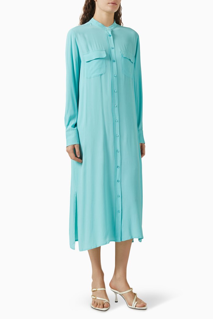 

Oporto Shirt Dress in Silk Blend, Blue