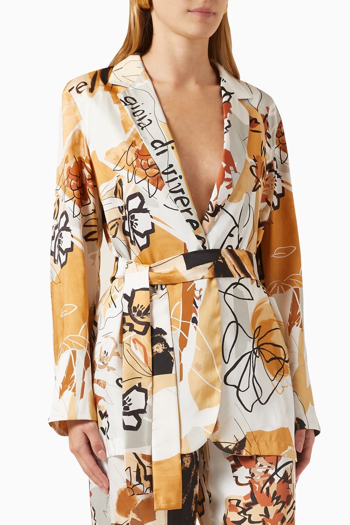 

Tuc Printed Blazer in Twill, Neutral