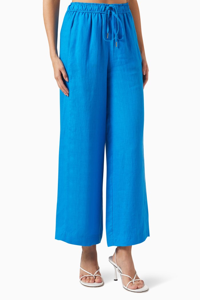 

Bonn Wide-leg Pants in Linen, Blue