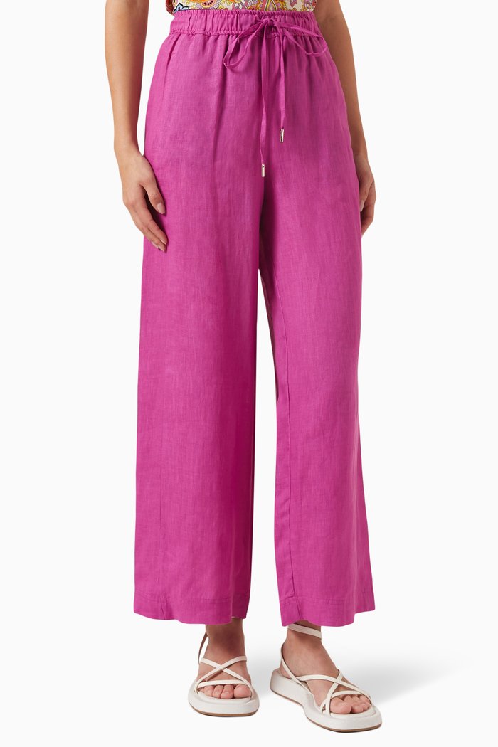 Bonn Wide-leg Pants in Linen, Pink