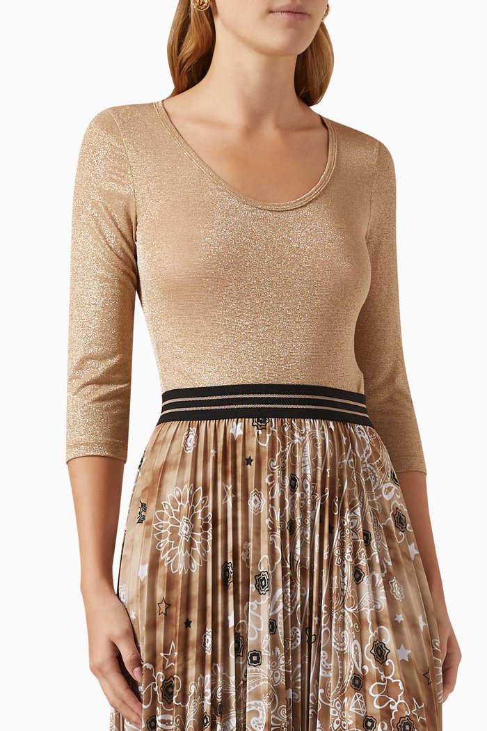 

Pleiadi Bodysuit in Lurex, Brown