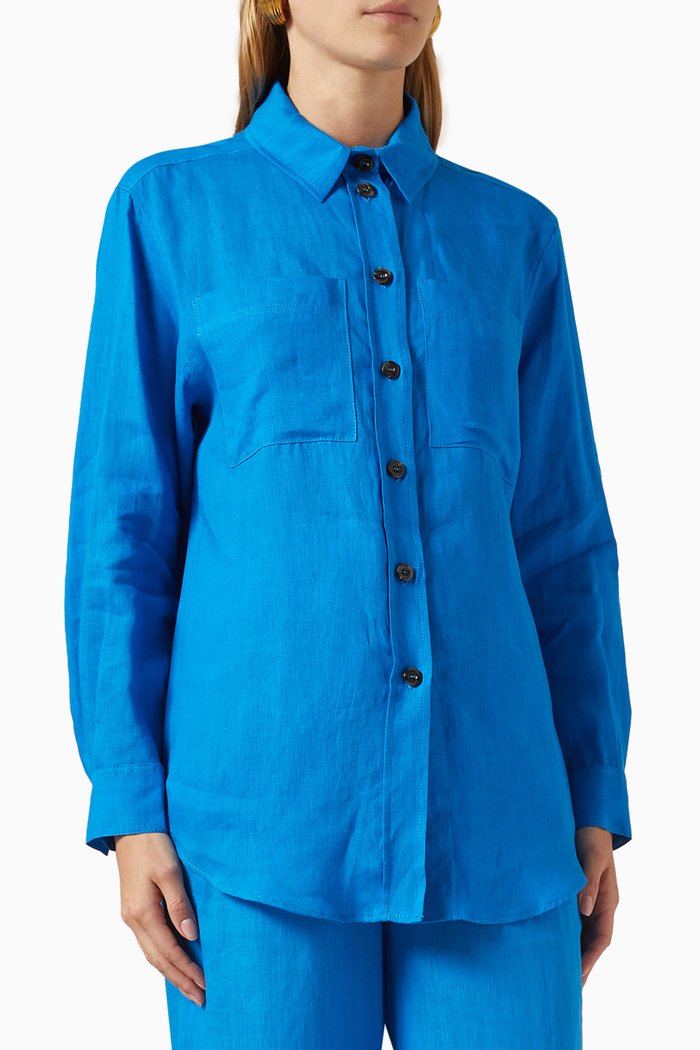 

Fastoso Shirt in Linen, Blue