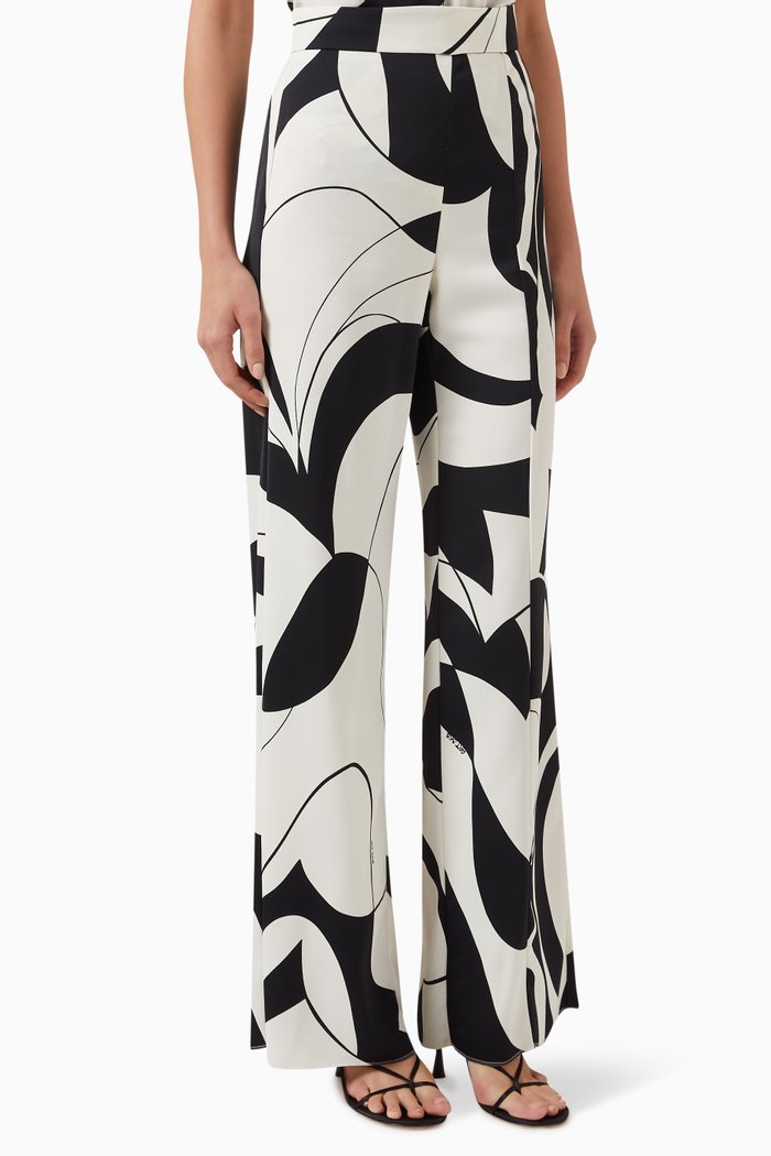 

Mostra Printed Flared Pants in Polyester, Black