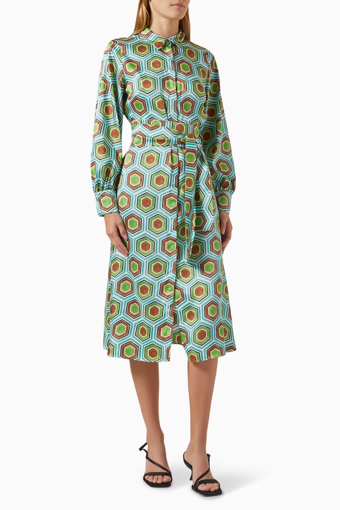 

Tales Shirt Dress in Twill, Green