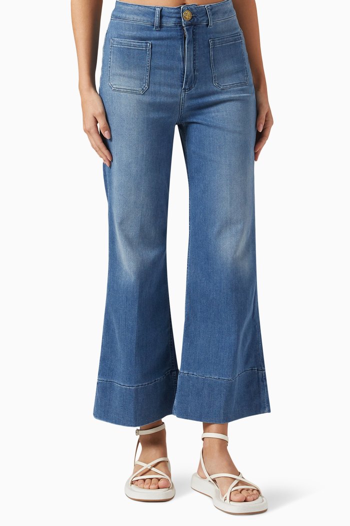 

Wide-leg Cropped Jeans in Denim, Blue
