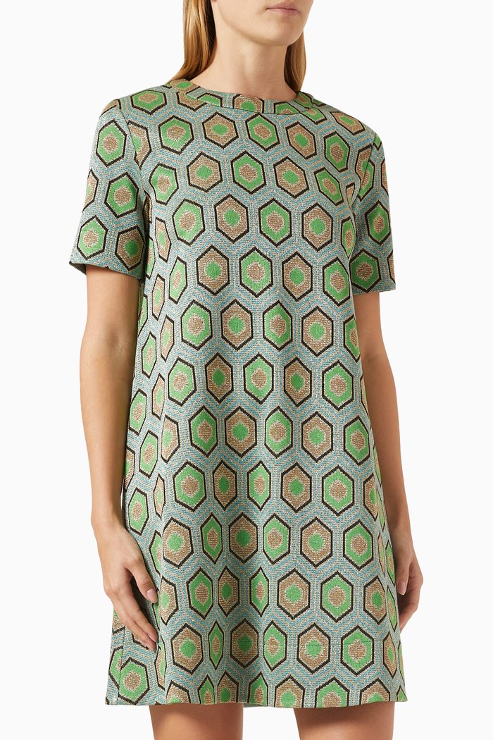 

Estasi Mini Dress in Jacquard, Green