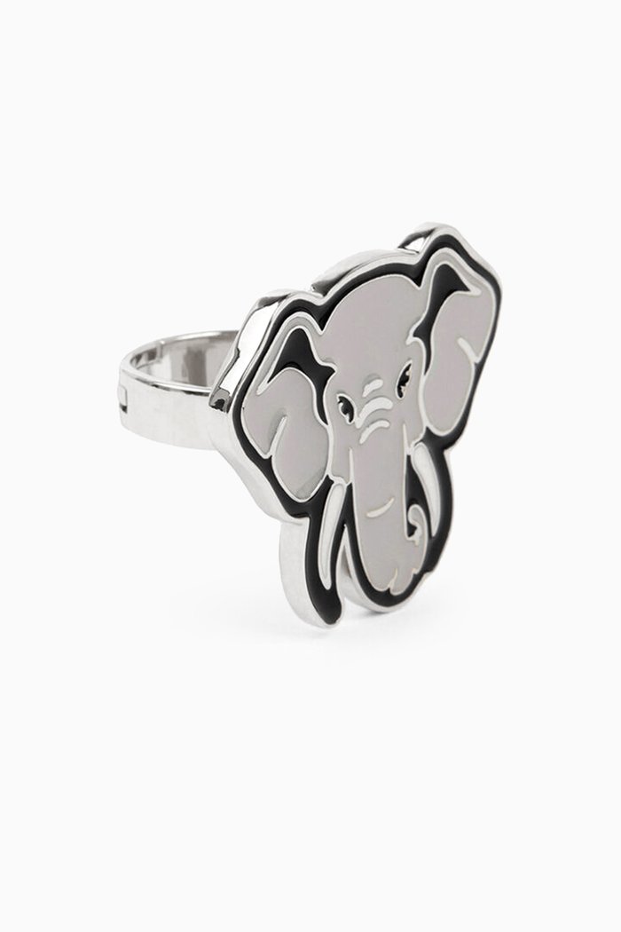 

Elephant Logo Ring in Brass, Grey