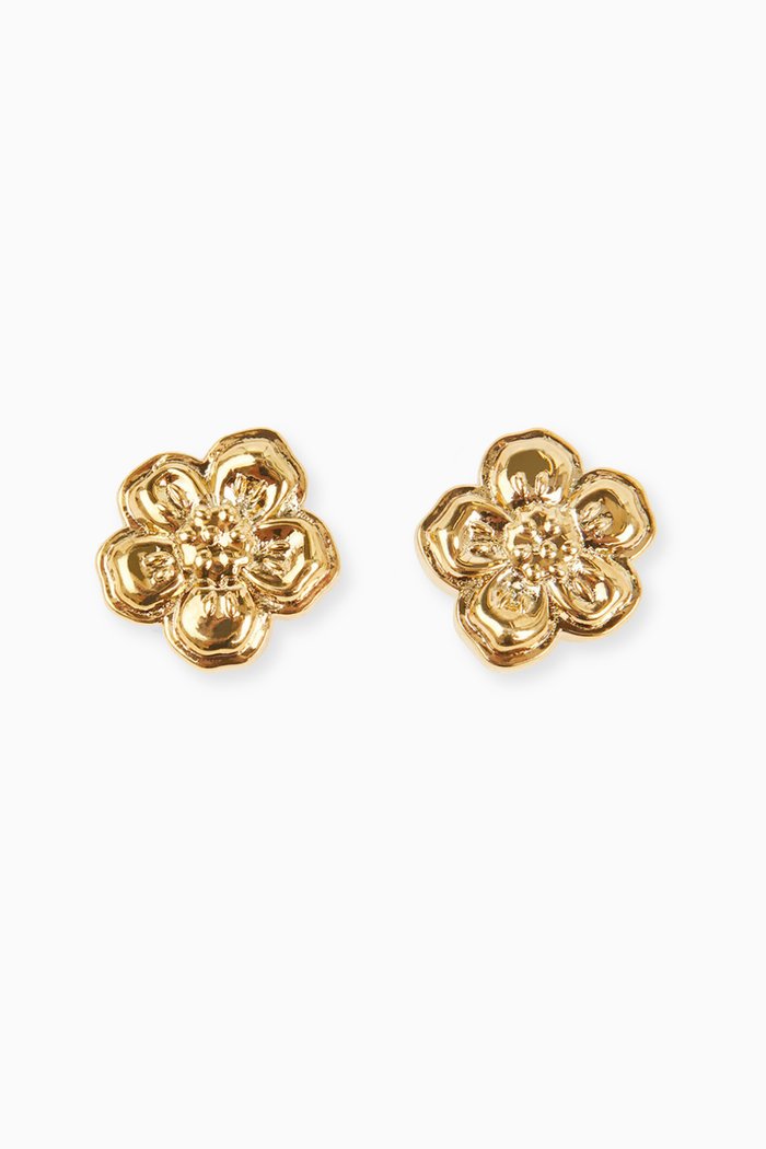 

Boke Flower Earrings in Brass, Gold