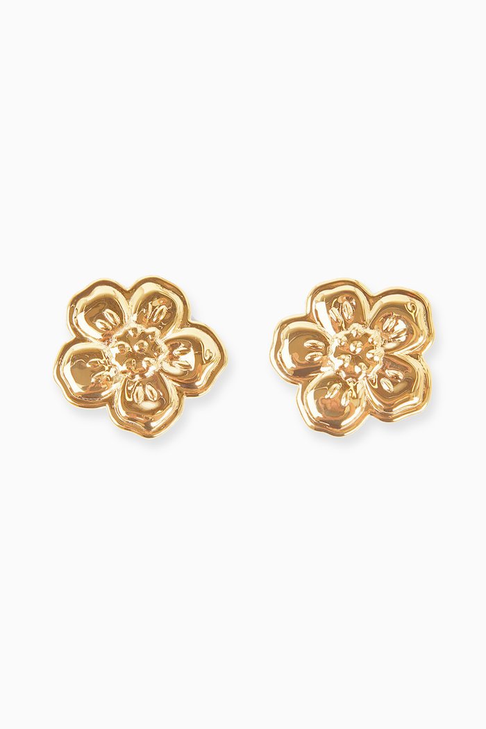 

Boke Flower Earrings in Brass, Gold