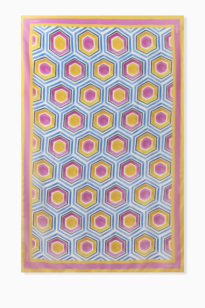

Milva Printed Scarf in Satin, Pink