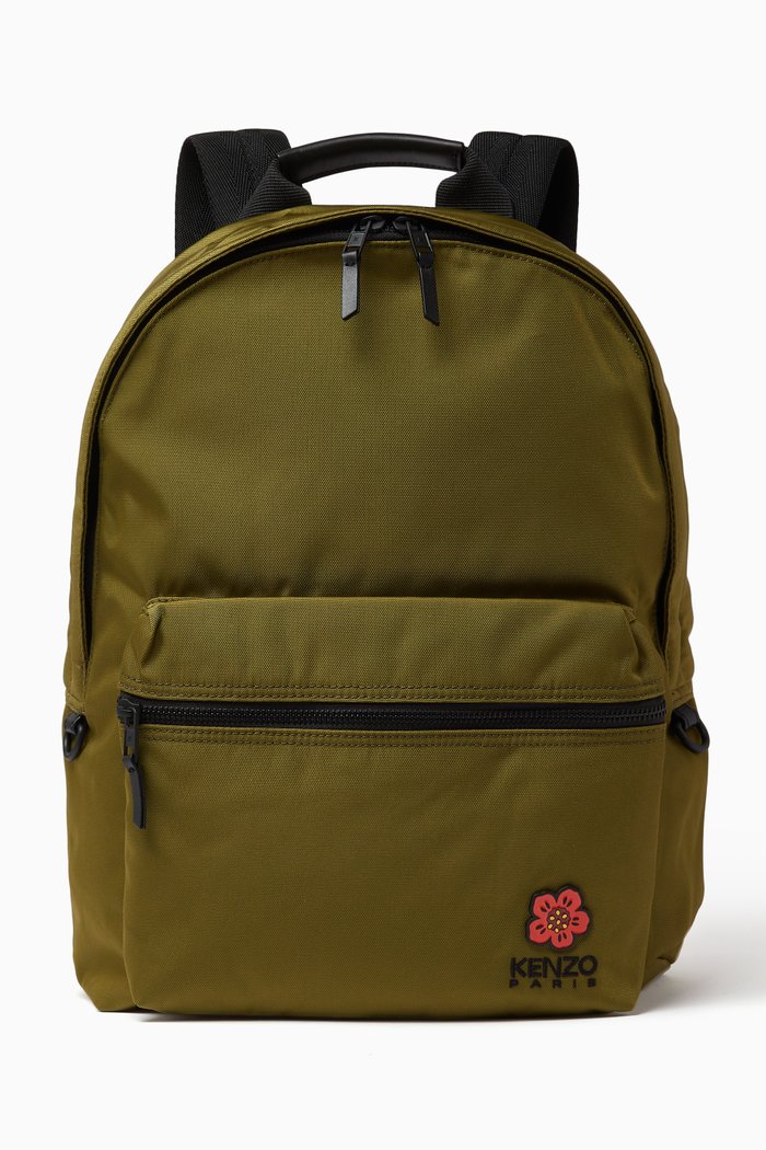 

Crest Boke Flower-embroidered Backpack in Nylon, Brown