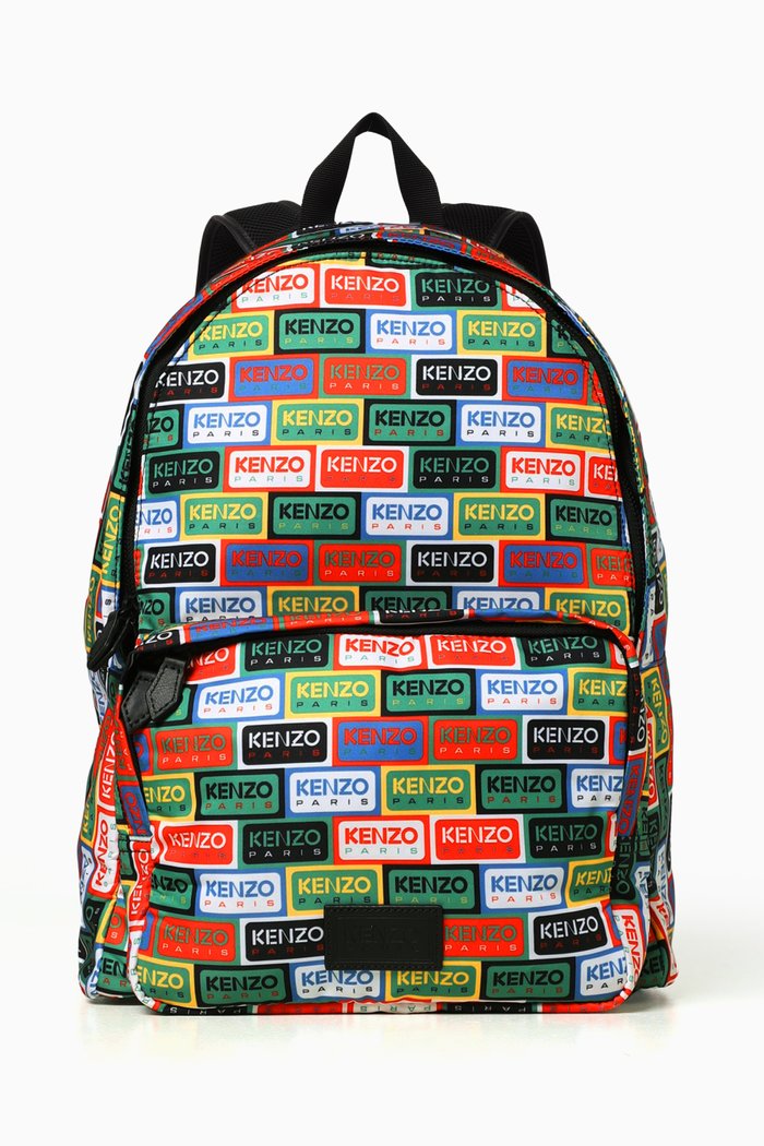 

Kenzo Label Zip Backpack in Nylon, Multicolour