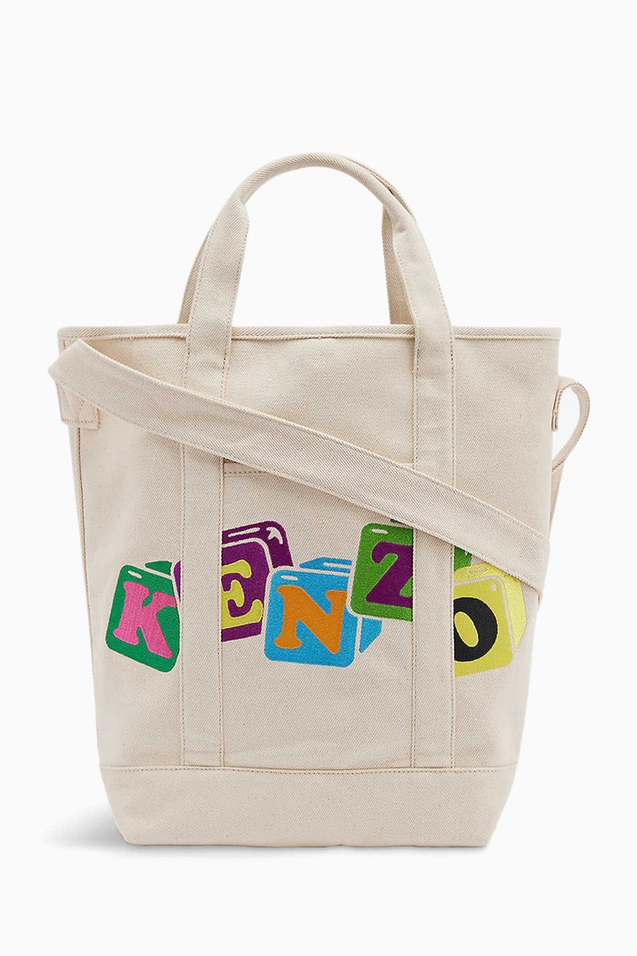 

Kenzo Logo Patch Tote Bag in Canvas, Neutral