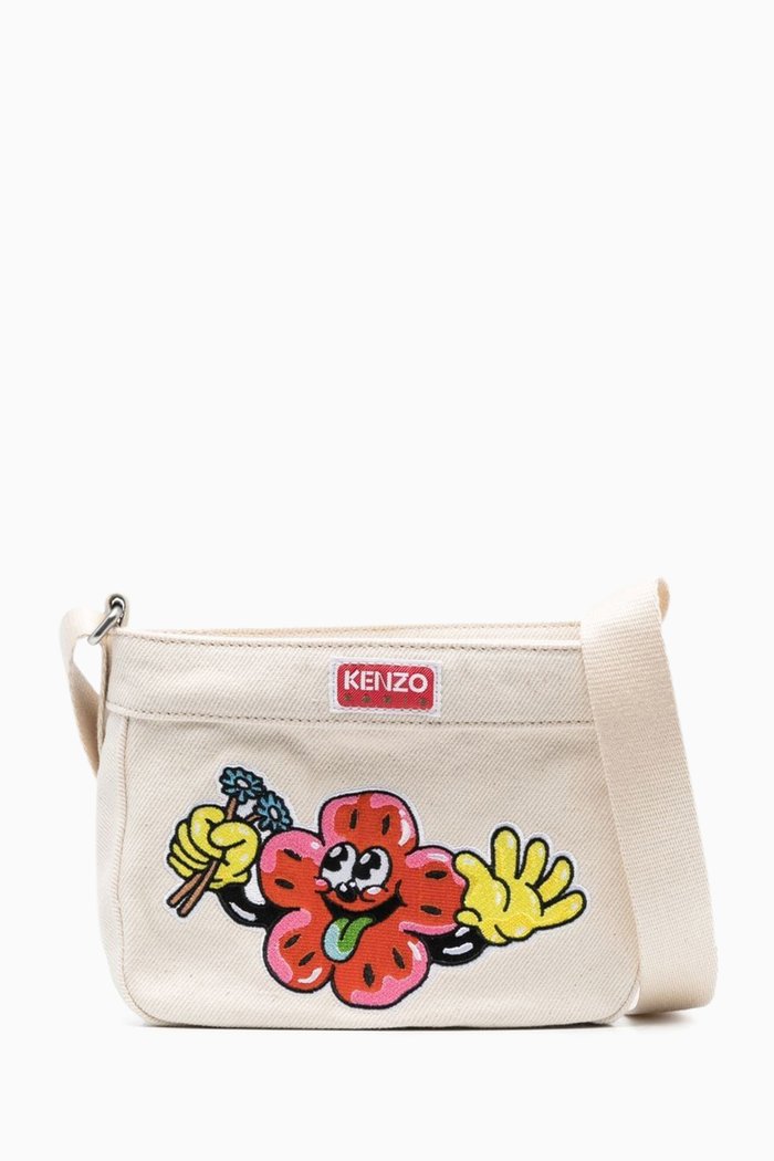 

Large Boke Boy Logo-Embroidered Crossbody Bag in Cotton Canvas, Neutral