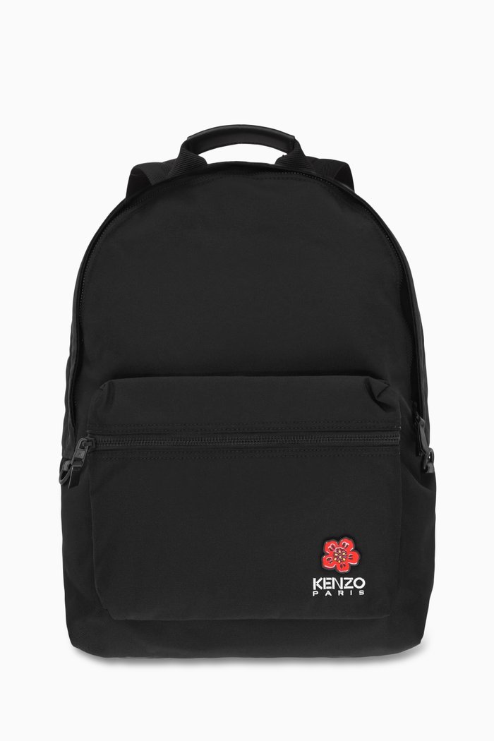 

Crest Boke Flower-embroidered Backpack in Nylon, Black