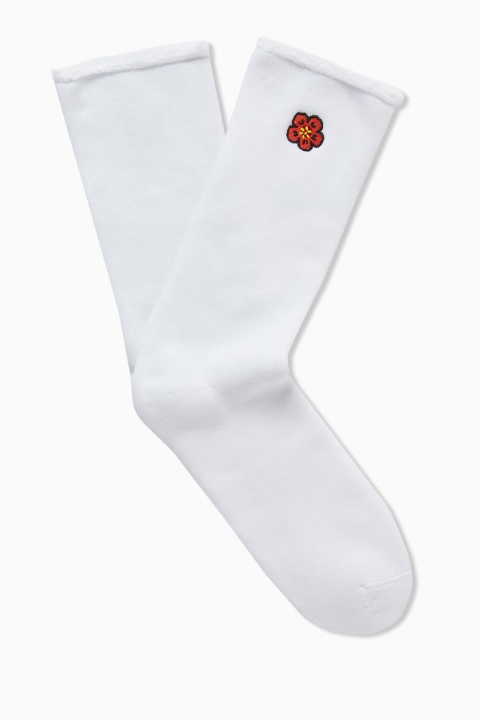 

Boke Flower Crest Socks in Cotton, White