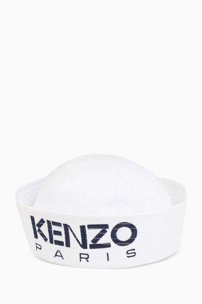Logo Sailor Hat in Cotton, White